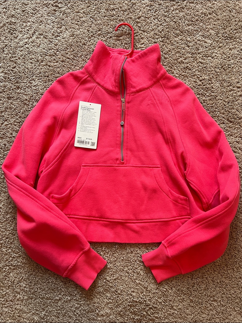 Lululemon Scuba Oversized Funnel Neck XS/S-Glaze Pink